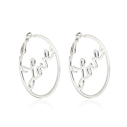 Fashion Letter Love Alloy Earrings Wholesale