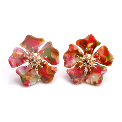 New Acetate Alloy Exaggerated Flower Earrings