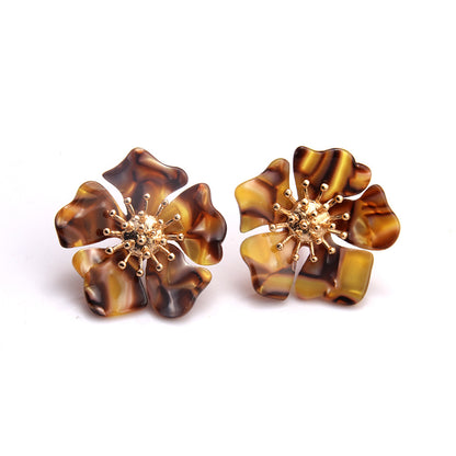 New Acetate Alloy Exaggerated Flower Earrings