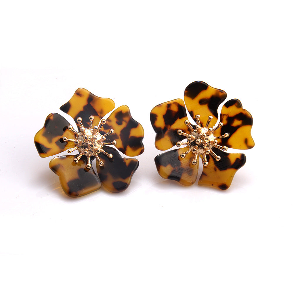 New Acetate Alloy Exaggerated Flower Earrings