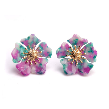 New Acetate Alloy Exaggerated Flower Earrings