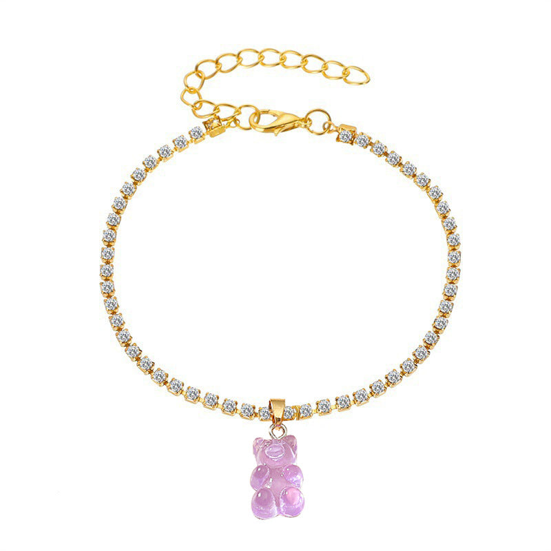 Resin Bear Chain Rhinestone Anklet Summer Foot Ornaments Women's Jewelry Wholesale