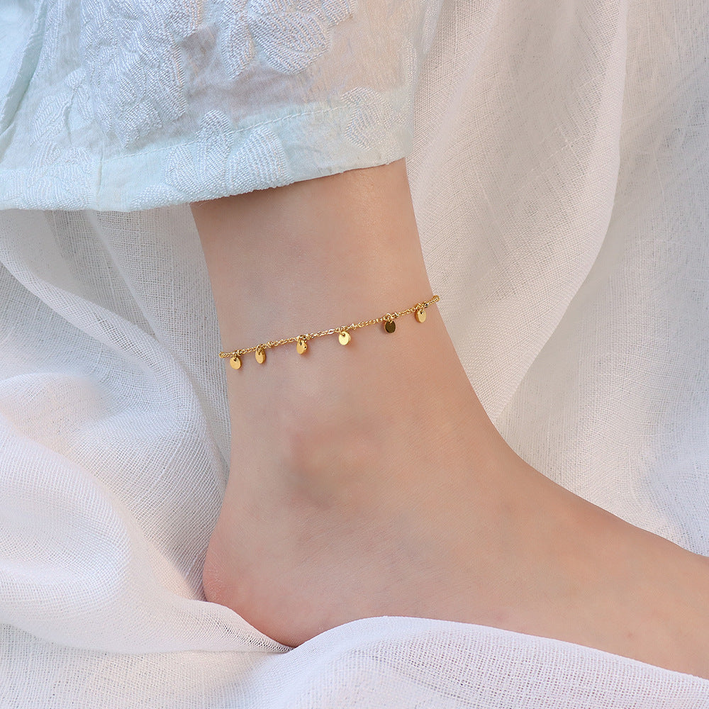 Fashion Disc Tassel Stainless Steel Anklet Wholesale