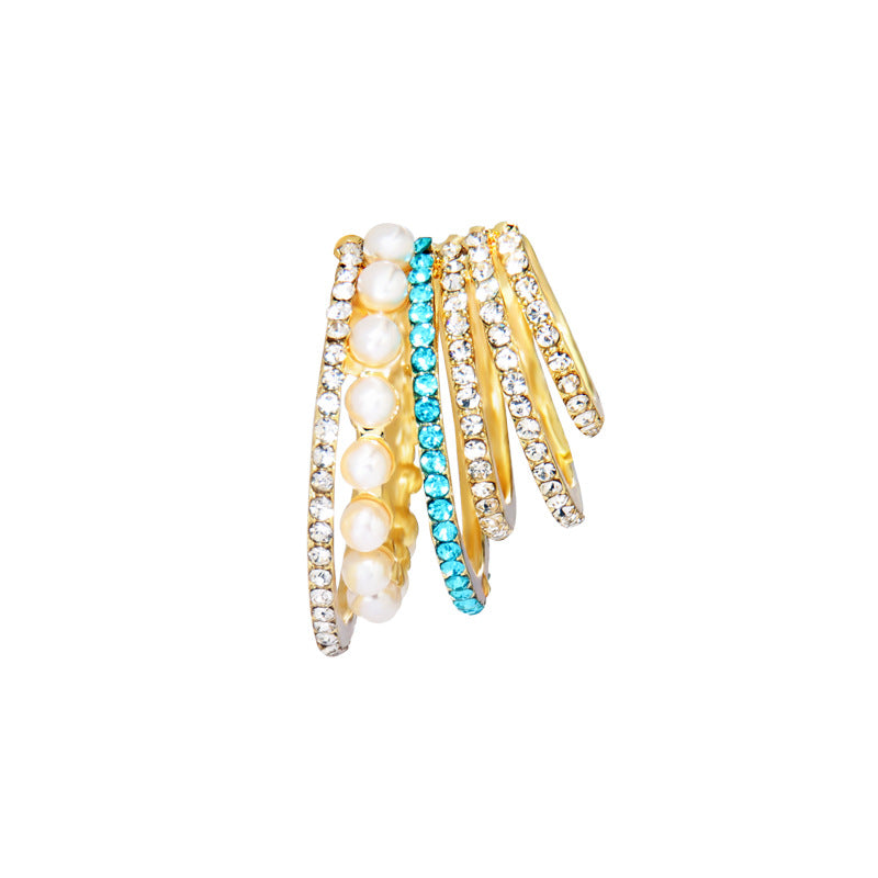 Fashion Multi-layer Retro Pearl Rhinestone Ear Clip