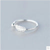 Fashion S925 Sterling Silver Feather Leaf Open Ring