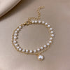 Simple Double Pearl Dream Catcher Pendant Crystal Bracelet