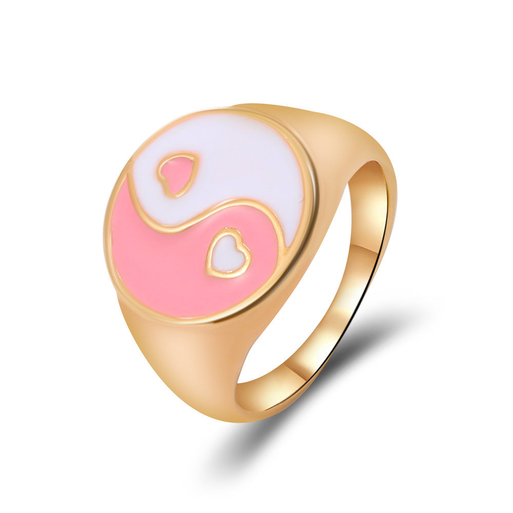 New Fashion Style Oil Drop Tai Chi Gossip Ring