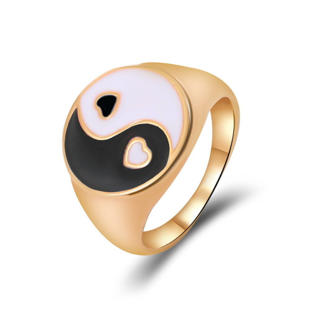 New Fashion Style Oil Drop Tai Chi Gossip Ring