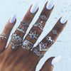 Fashion Geometric Stars Feathers Turquoise Diamond Ring Set