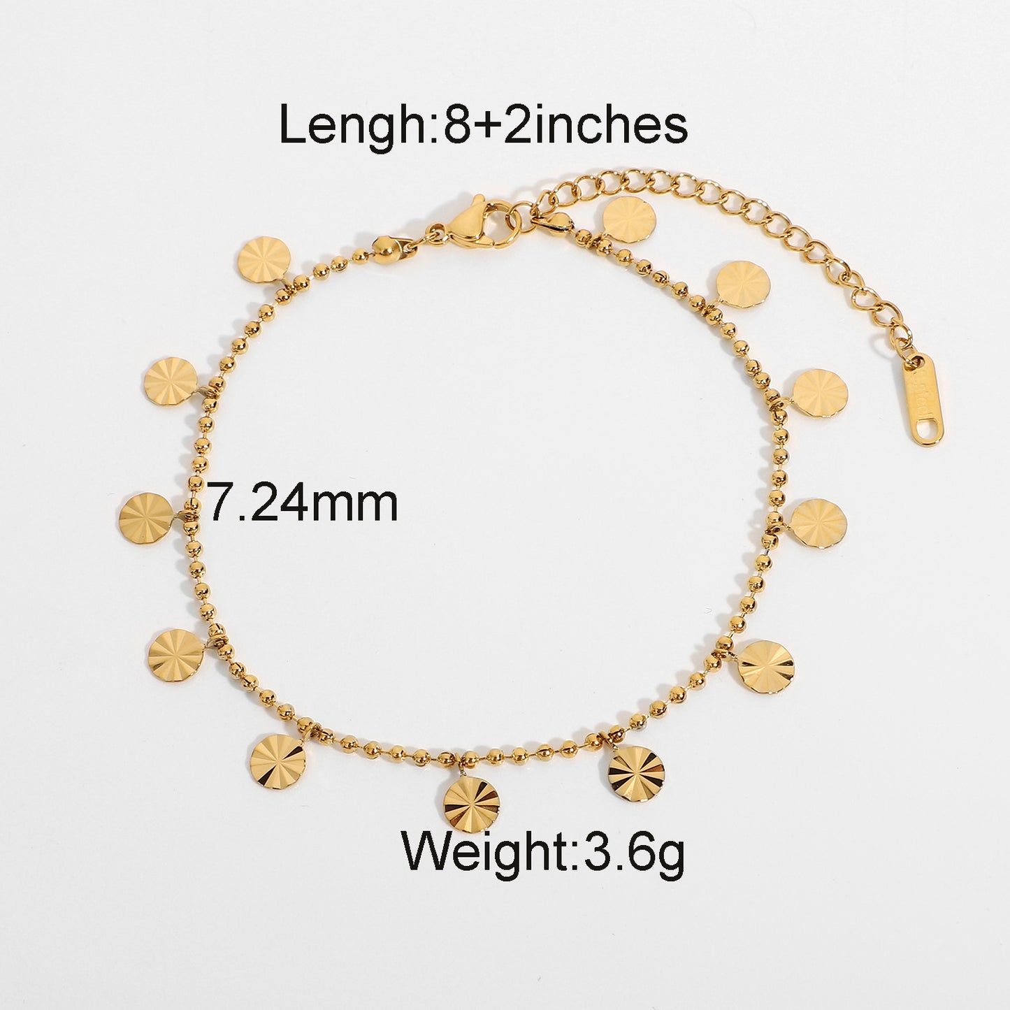 Simple Stainless Steel Beaded Disc Pendant Anklet