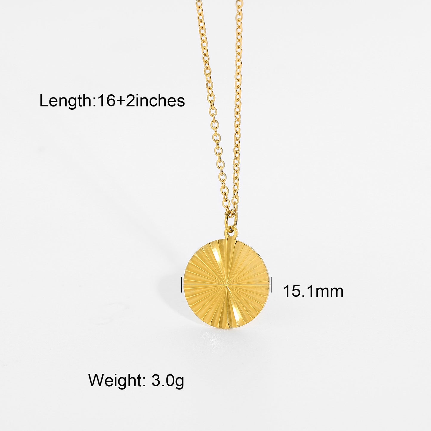 Fashion Sunshine Disc Pendant 18k Stainless Steel Necklace