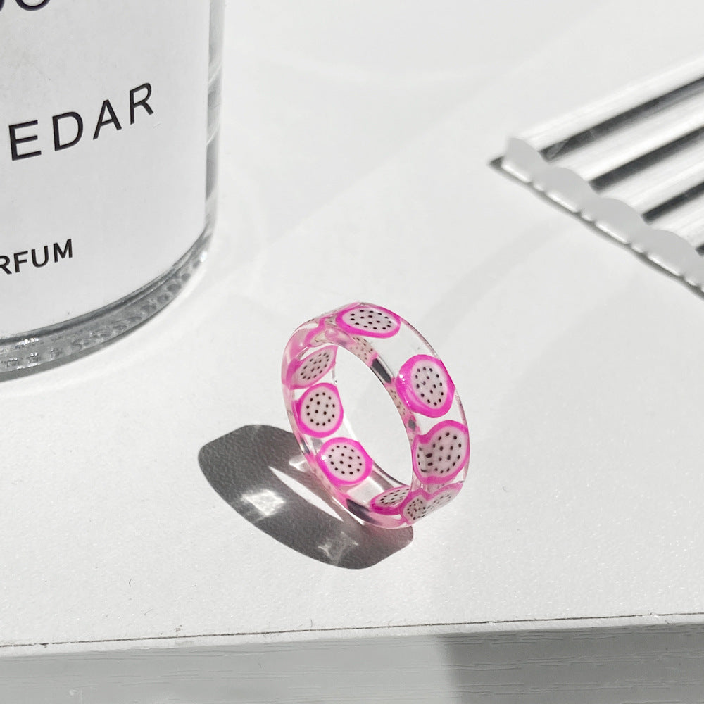 Simple Transparent Fruit Resin Ring Wholesale