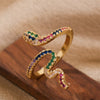 Fashion Zodiac Snake Real Gold Electroplated Copper Inlaid Zirconium Open Ring