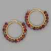 Simple Exaggerated Ethnic Gem Large Hoop Earrings