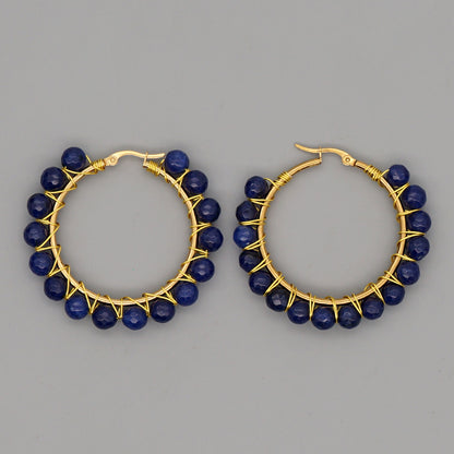 Simple Exaggerated Ethnic Gem Large Hoop Earrings