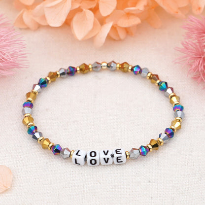 Bohemian Style Color Crystal Letter Beaded Small Bracelet