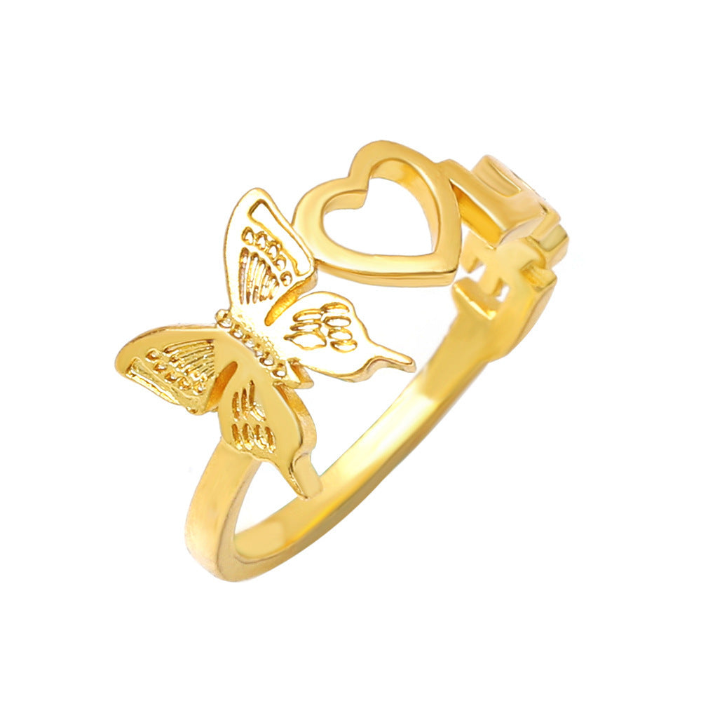 Fashion Hollow Butterfly Heart Ring