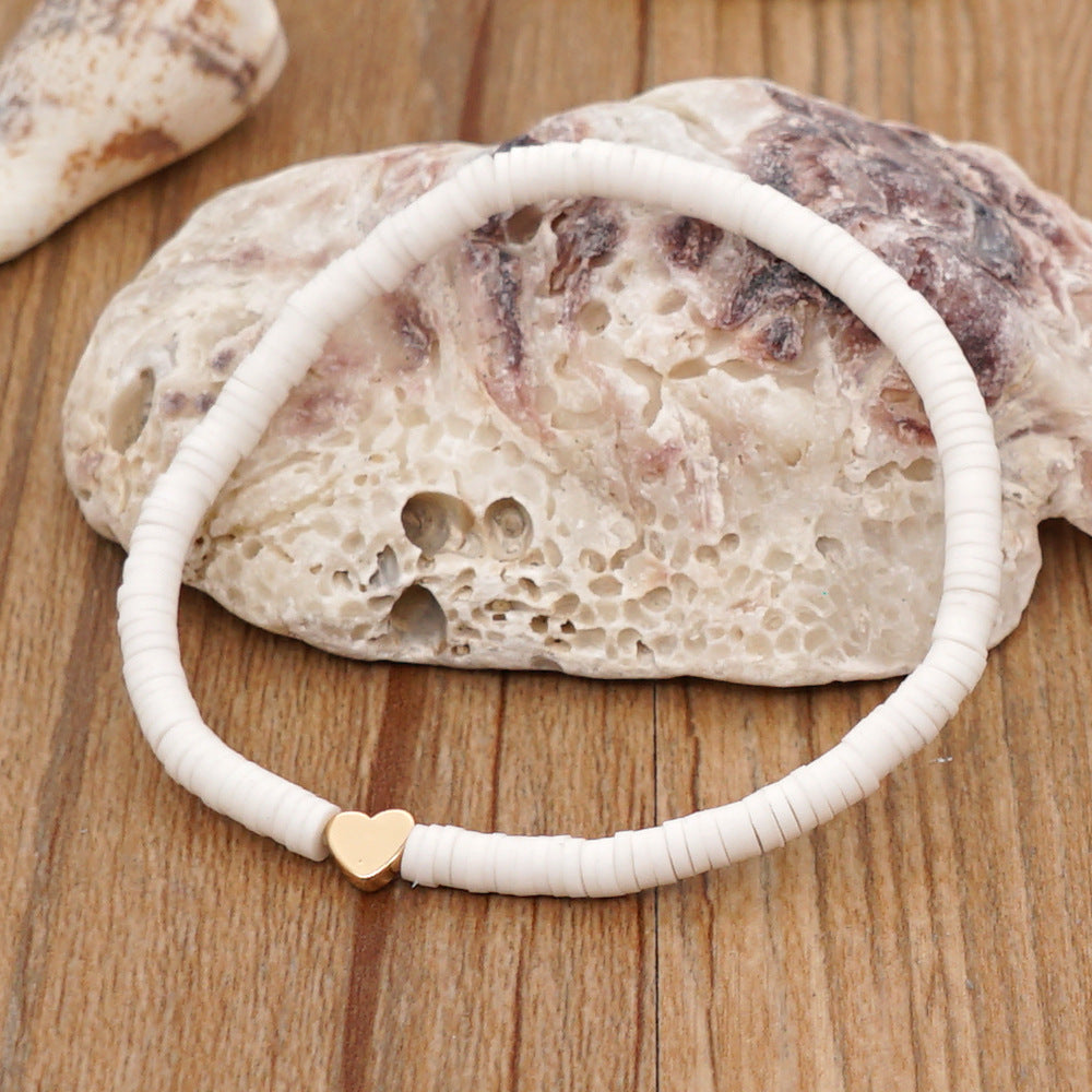 Bohemian Style Color Elastic Rope Heart Bracelet