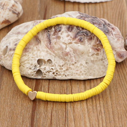 Bohemian Style Color Elastic Rope Heart Bracelet