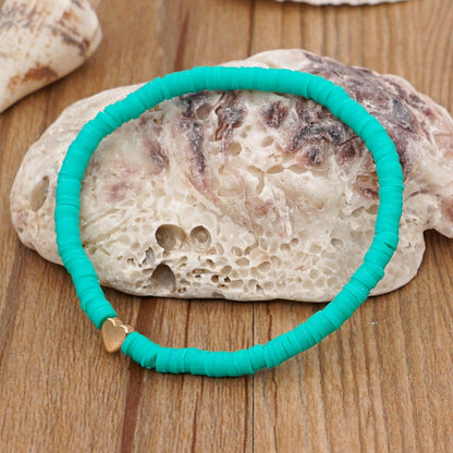 Bohemian Style Color Elastic Rope Heart Bracelet