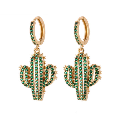 Fashion Asymmetric Color Zircon Copper Earrings