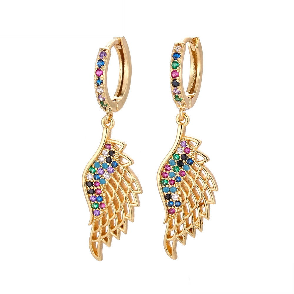 Fashion Asymmetric Color Zircon Copper Earrings