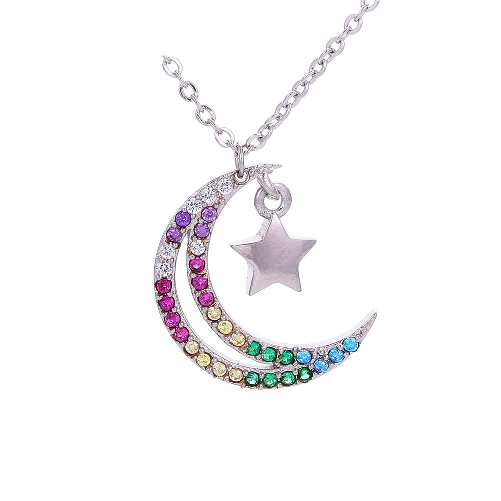 Fashion Stars And Moon Pendant Necklace