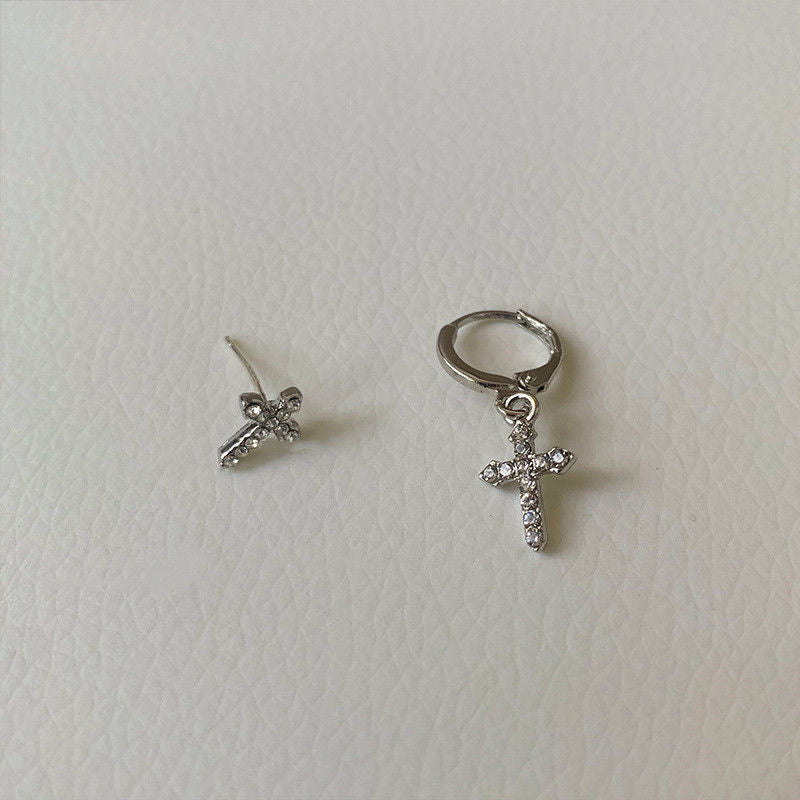 Fashion Diamond Asymmetric Cross Earrings