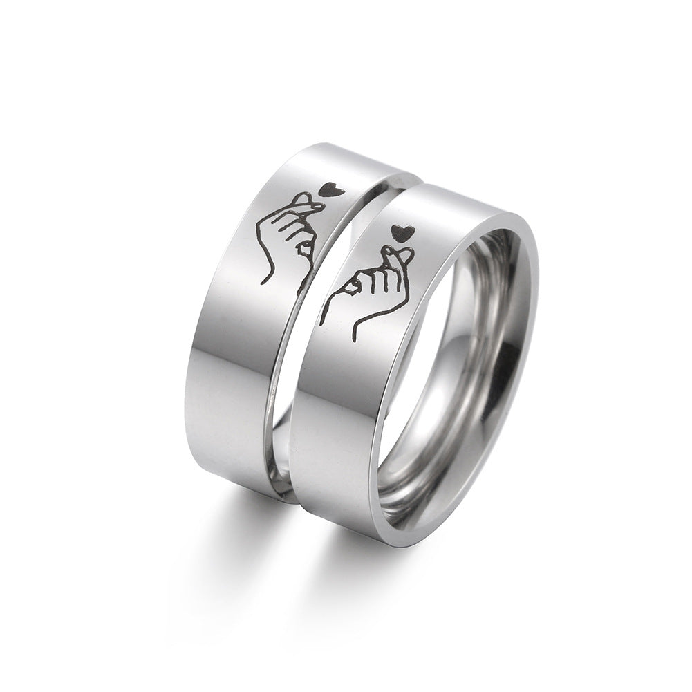 Fashion Couple Rings Heart Titanium Steel Ring