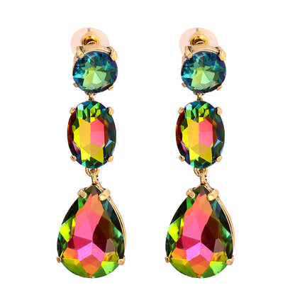 Fashion Drop-shaped Colorful Diamond Earrings