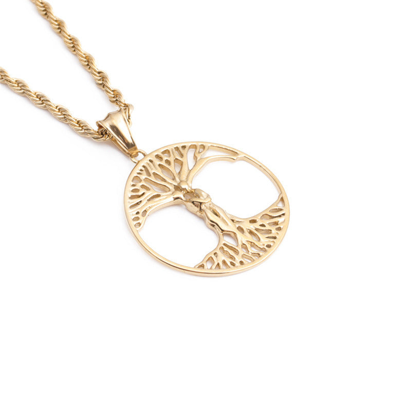 Simple Style Tree Stainless Steel Plating Gold Plated Pendant Necklace