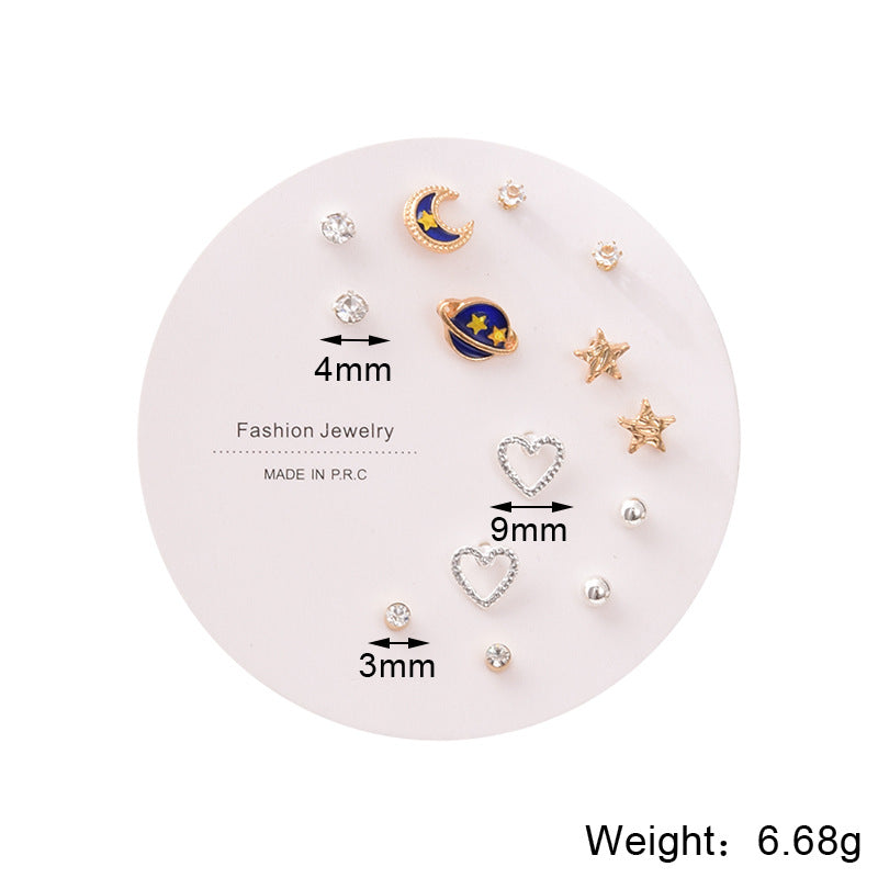 Heart Plating Artificial Gemstones Earrings