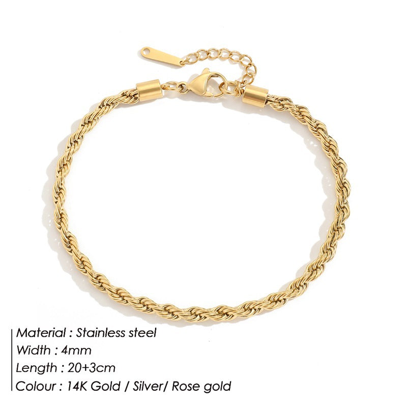 Fashion Flower 304 Stainless Steel Titanium Steel Plating No Inlaid 14K Gold Plated Women'S Anklet