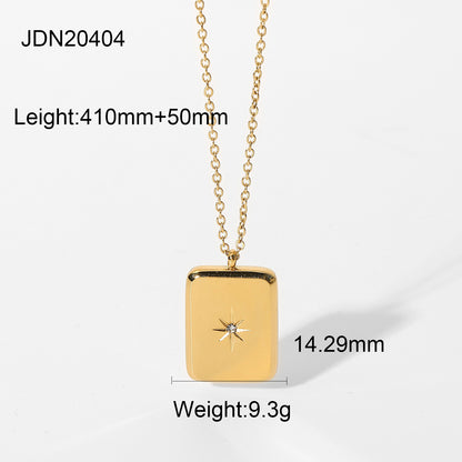 New 18k Gold Stainless Steel Zircon Star Pendant Necklace