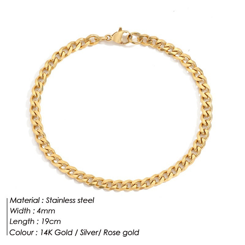 Retro Simple Twist Chain 14k Gold Plated Stainless Steel Bracelet