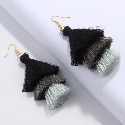 Bohemian Fashion Simple Three-layer Tassel Earrings