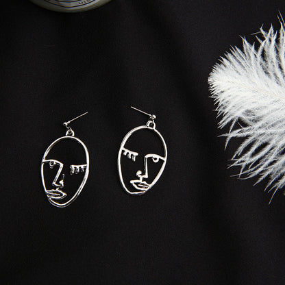 Human Face Plating Alloy No Inlaid Earrings