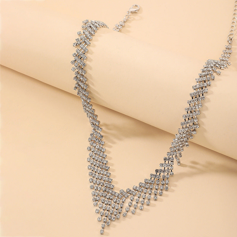 Wholesale Jewelry Fashion Full Rhinestone Tassel Necklace Gooddiy