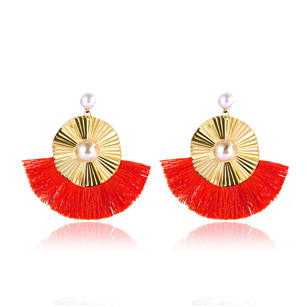 Wholesale Jewelry Bohemian Fan-shaped Irregular Tassel Earrings Gooddiy