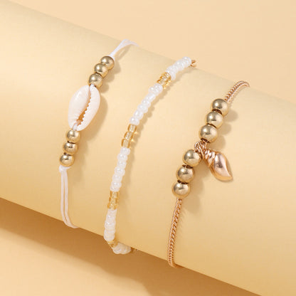 Wholesale Jewelry Ethnic Style Imitation Pearl Rice Beads Elastic Bracelet 3-piece Set Gooddiy