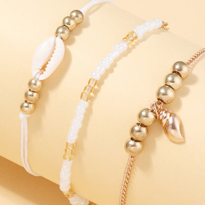 Wholesale Jewelry Ethnic Style Imitation Pearl Rice Beads Elastic Bracelet 3-piece Set Gooddiy