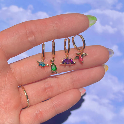 Wholesale Dinosaur Earring Tropical Animals Colored Zircon Earring Gooddiy