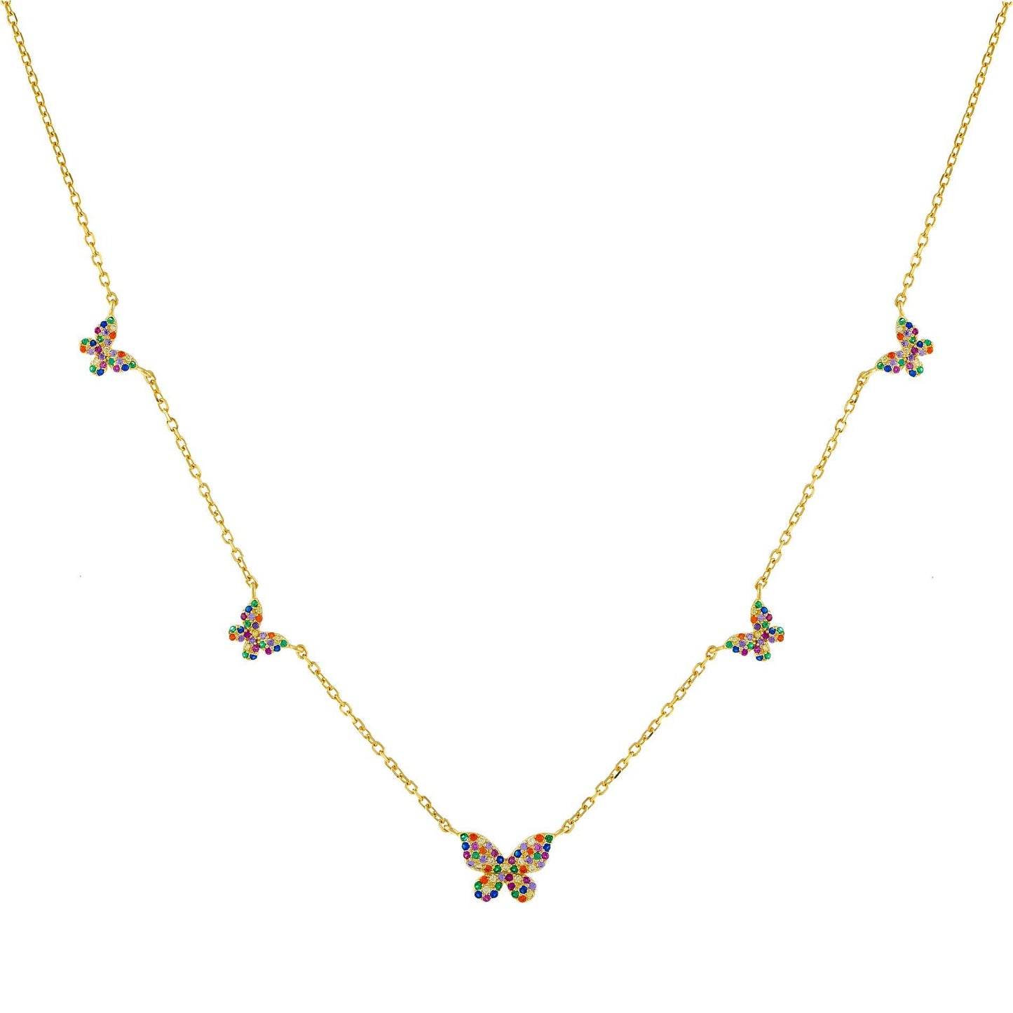 Lady Butterfly Copper Inlay Zircon Women's Necklace