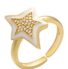 Wholesale Jewelry Drop Oil Five-pointed Star Copper Ring Gooddiy