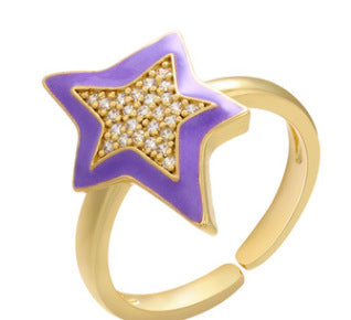 Wholesale Jewelry Drop Oil Five-pointed Star Copper Ring Gooddiy