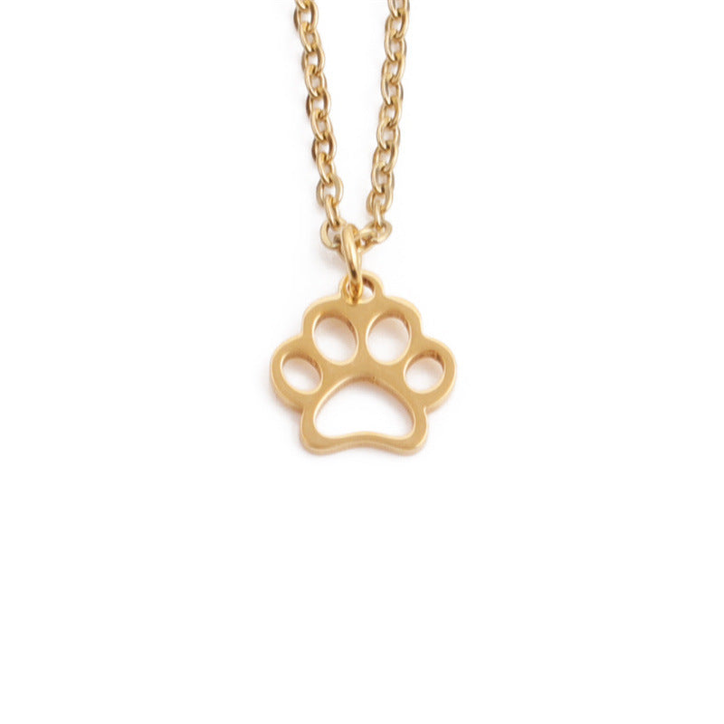 Wholesale Simple Dog Paw Pendant Stainless Steel Necklace Gooddiy