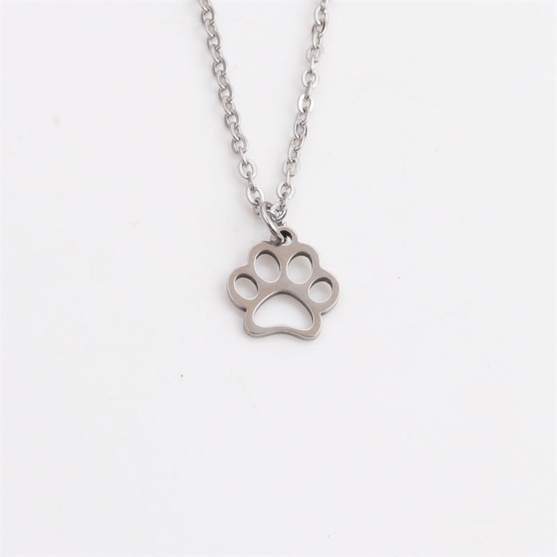 Wholesale Simple Dog Paw Pendant Stainless Steel Necklace Gooddiy