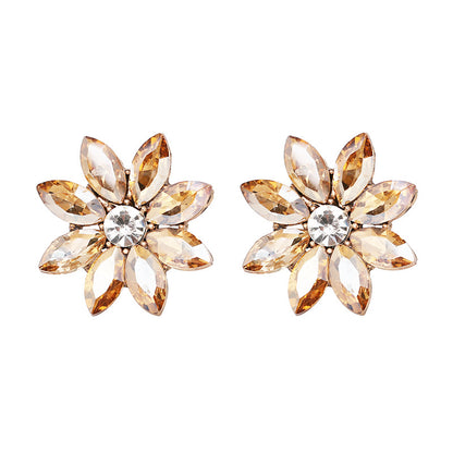 Wholesale Jewelry Diamond-studded Flower-shaped Earrings Gooddiy