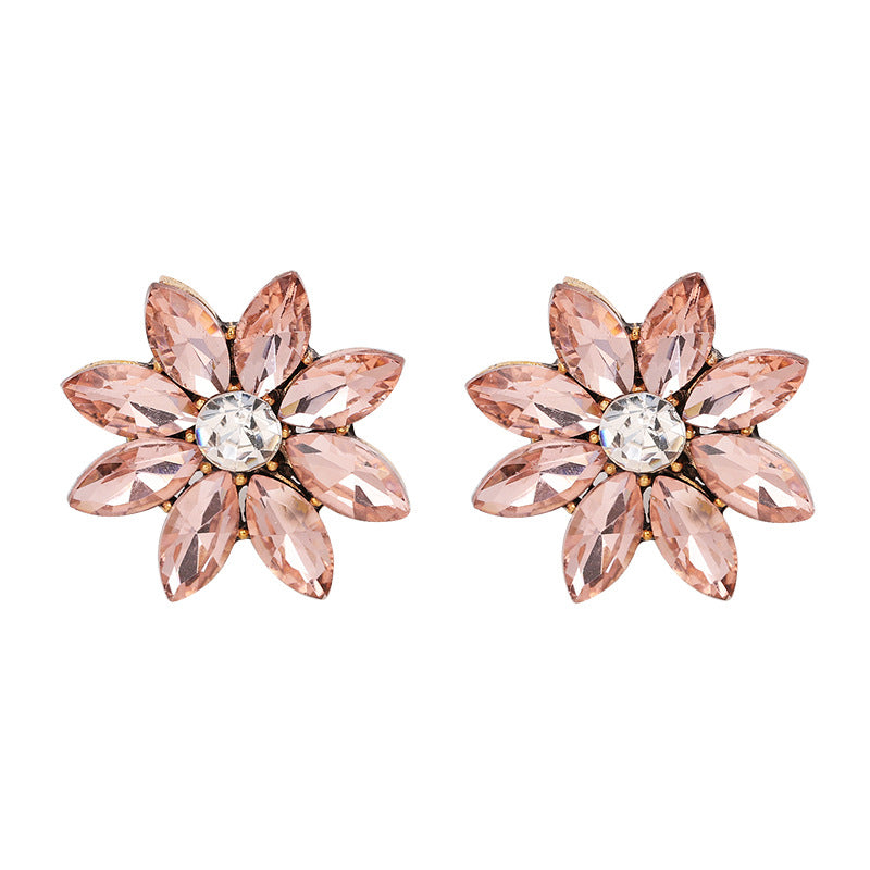 Wholesale Jewelry Diamond-studded Flower-shaped Earrings Gooddiy