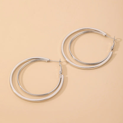 Gooddiy Exaggerated Style Double-layer Circle Metal Earrings Wholesale Jewelry